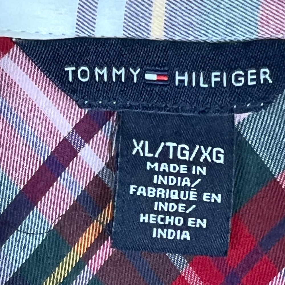 Tommy Hilfiger Red Plaid Ruffle Trim Button Up Top XL Western Cowgirl Preppy - Picture 2 of 12